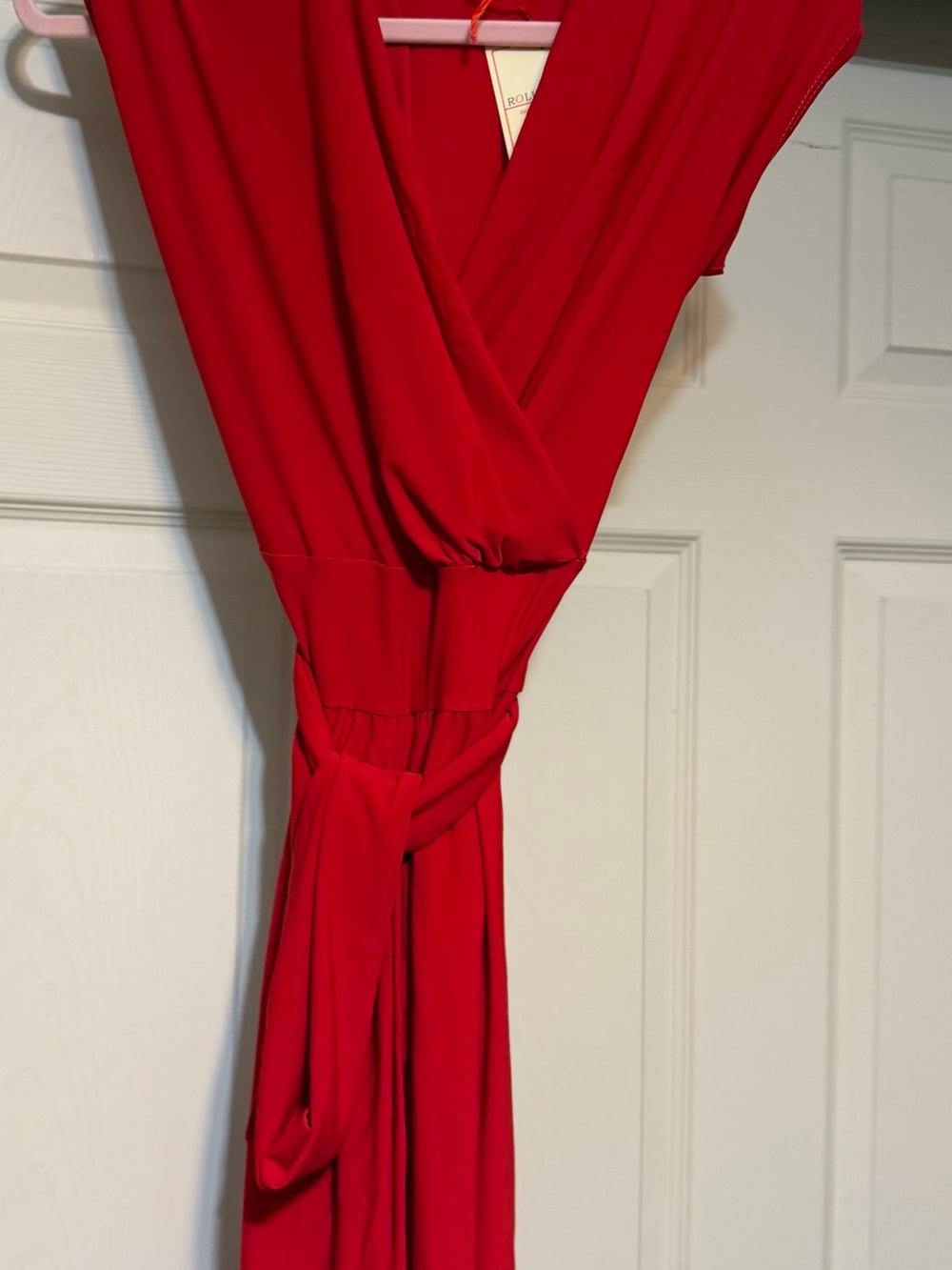 Red Wrap-Style Womens Jumpsuit